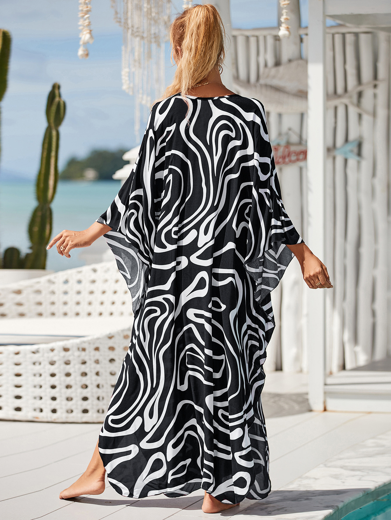 Women's Beach Color Block Printing Cover Ups display picture 74