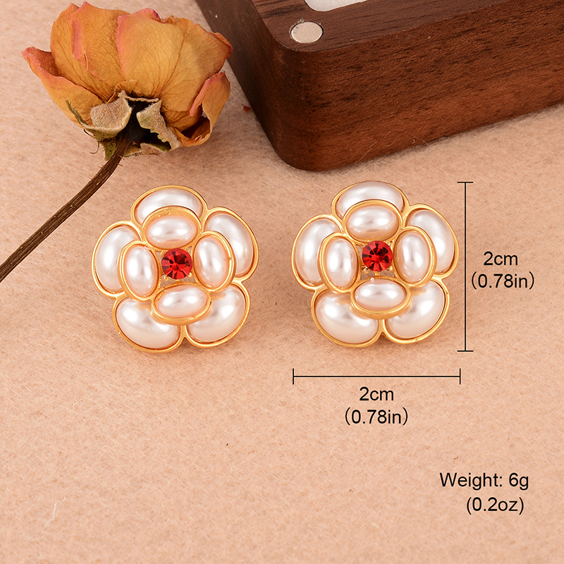 1 Par Estilo Vintage Estilo Francés Flor Embutido Cobre Diamantes De Imitación Perla Chapado En Oro De 18 Quilates. Oro De Rose Plateado Pendientes display picture 6