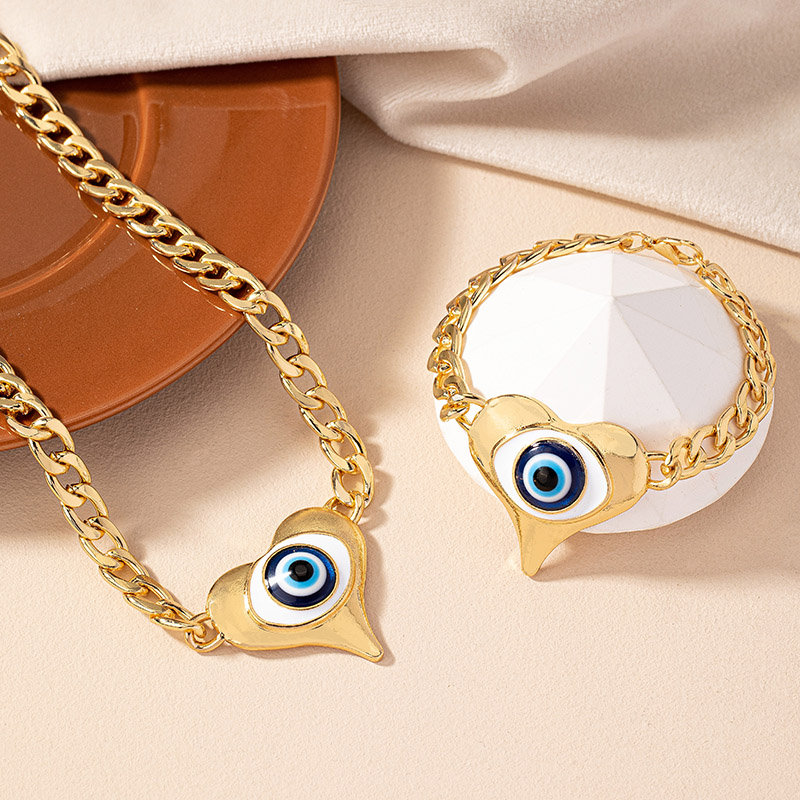 Gothic Hip-hop Exaggerated Heart Shape Eye Alloy Enamel Plating Gold Plated Unisex Jewelry Set display picture 3