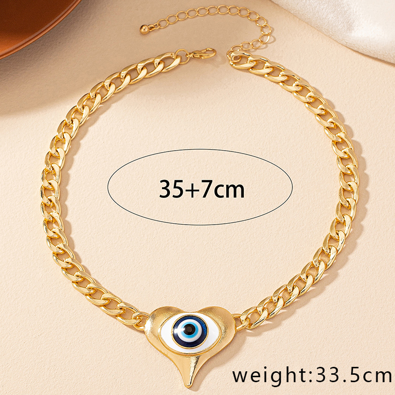 Gothic Hip-hop Exaggerated Heart Shape Eye Alloy Enamel Plating Gold Plated Unisex Jewelry Set display picture 13