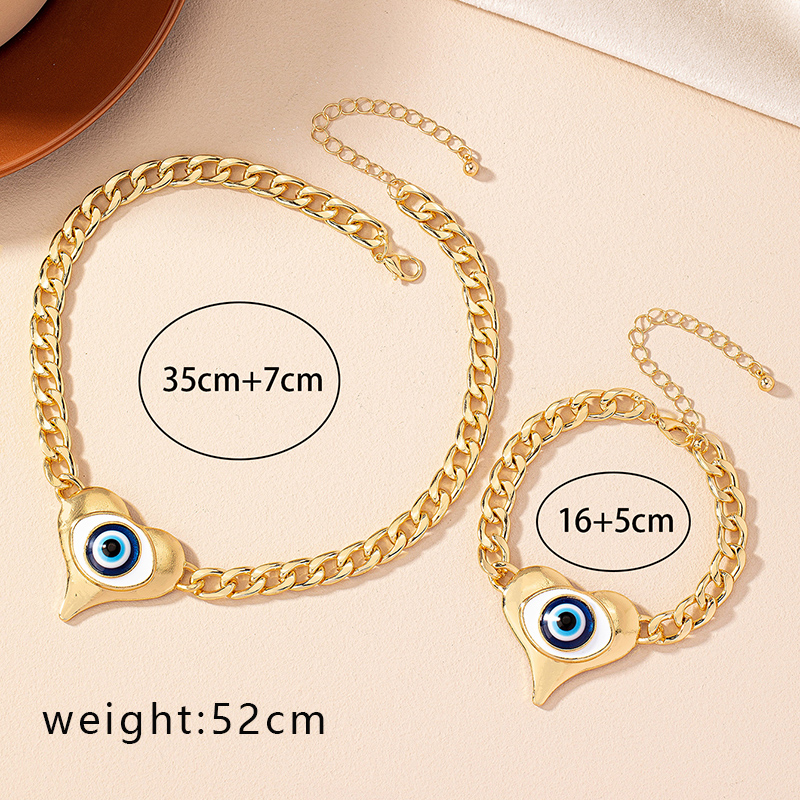 Gothic Hip-hop Exaggerated Heart Shape Eye Alloy Enamel Plating Gold Plated Unisex Jewelry Set display picture 4
