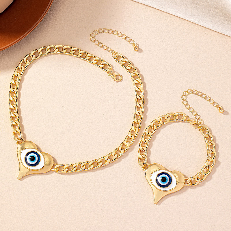 Gothic Hip-hop Exaggerated Heart Shape Eye Alloy Enamel Plating Gold Plated Unisex Jewelry Set display picture 5