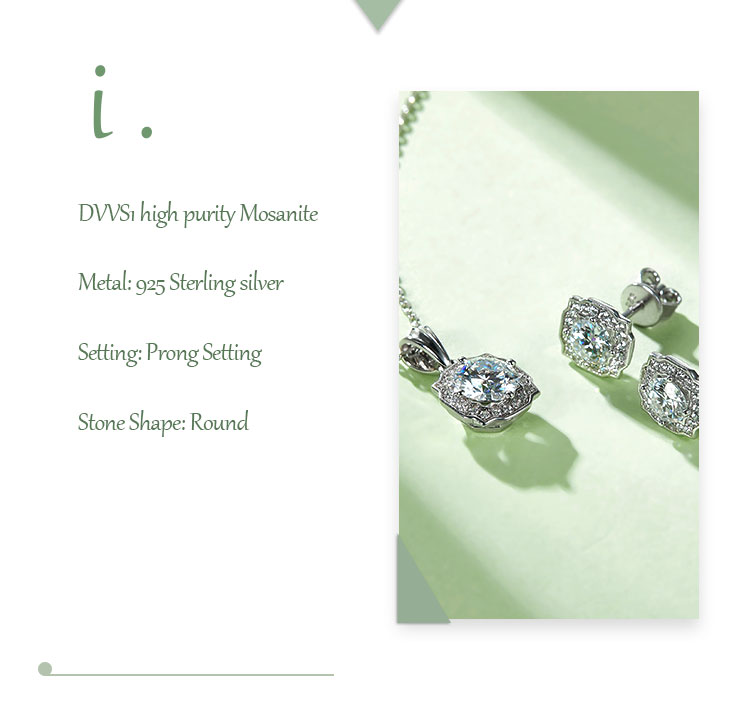 Lady Round Sterling Silver Plating Inlay Moissanite 18k Gold Plated Earrings Necklace display picture 1
