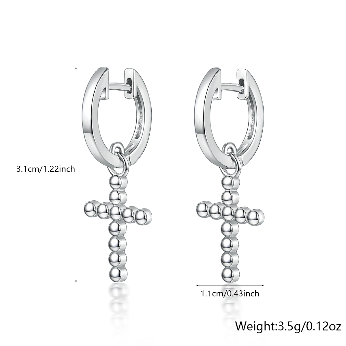 1 Pair Classic Style Cross Plating Sterling Silver White Gold Plated Drop Earrings display picture 1