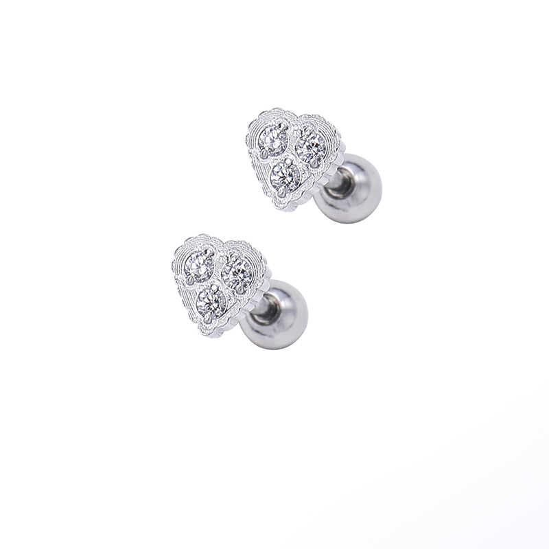 1 Pair Lady Solid Color Polishing Inlay Pure Titanium Zircon Ear Studs display picture 5