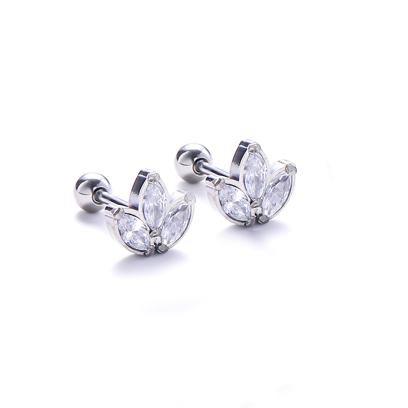 1 Pair Lady Solid Color Polishing Inlay Pure Titanium Zircon Ear Studs display picture 4