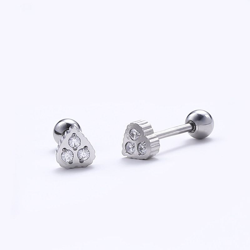 1 Pair Lady Solid Color Polishing Inlay Pure Titanium Zircon Ear Studs display picture 6