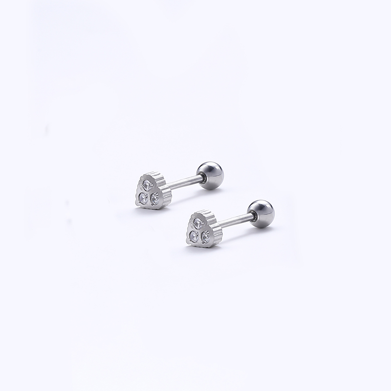 1 Pair Lady Solid Color Polishing Inlay Pure Titanium Zircon Ear Studs display picture 7
