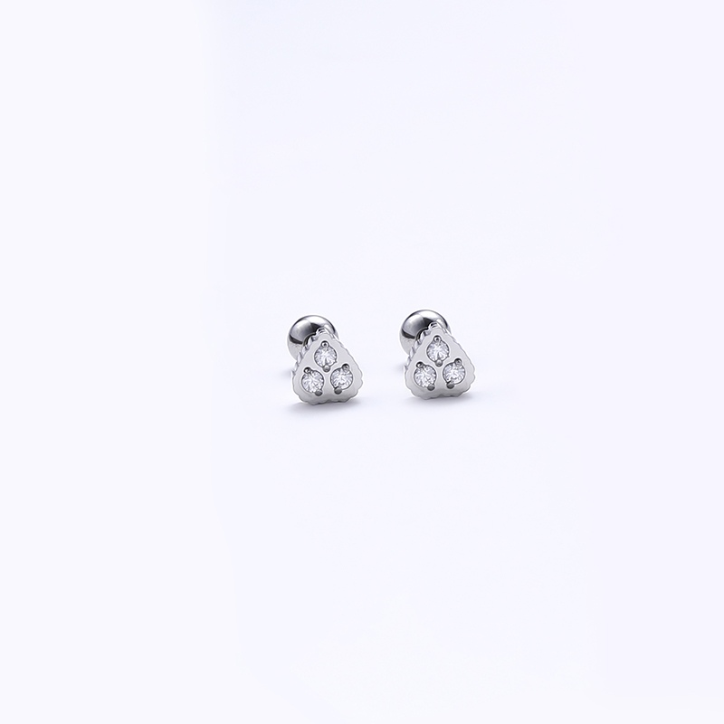 1 Pair Lady Solid Color Polishing Inlay Pure Titanium Zircon Ear Studs display picture 8