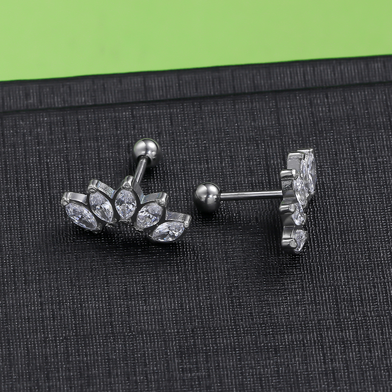 1 Pair Lady Solid Color Polishing Inlay Pure Titanium Zircon Ear Studs display picture 9