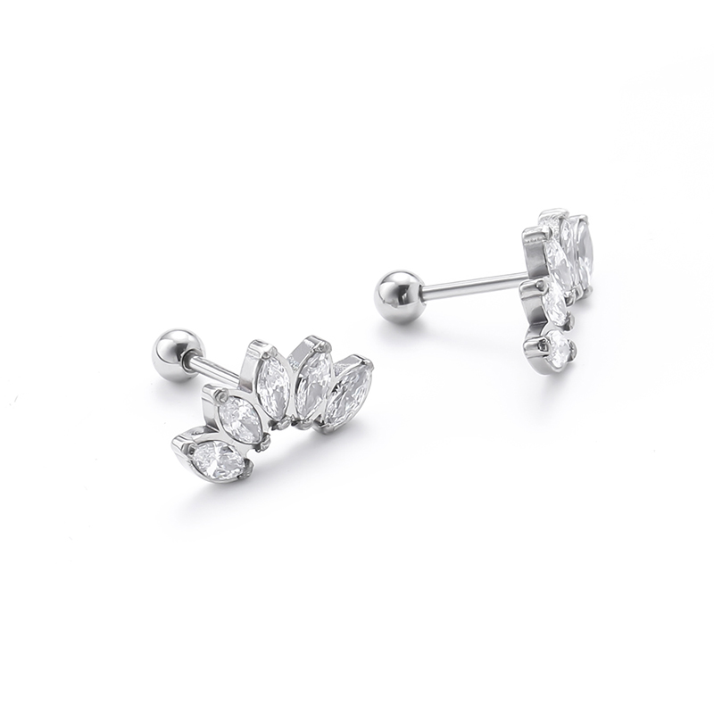 1 Pair Lady Solid Color Polishing Inlay Pure Titanium Zircon Ear Studs display picture 11