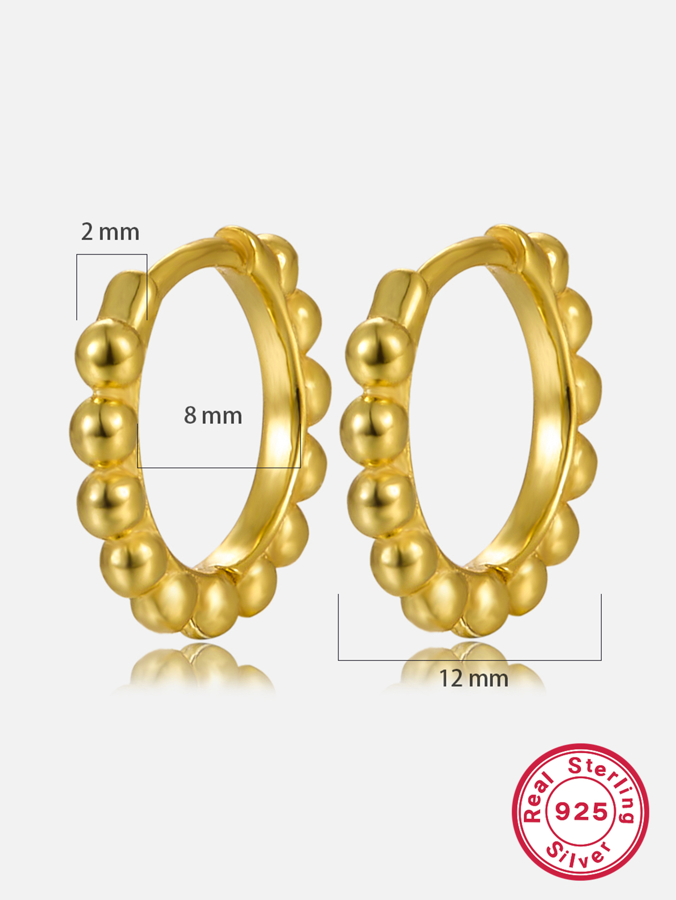 1 Pair Elegant Simple Style Round Plating Sterling Silver 18k Gold Plated White Gold Plated Earrings display picture 3