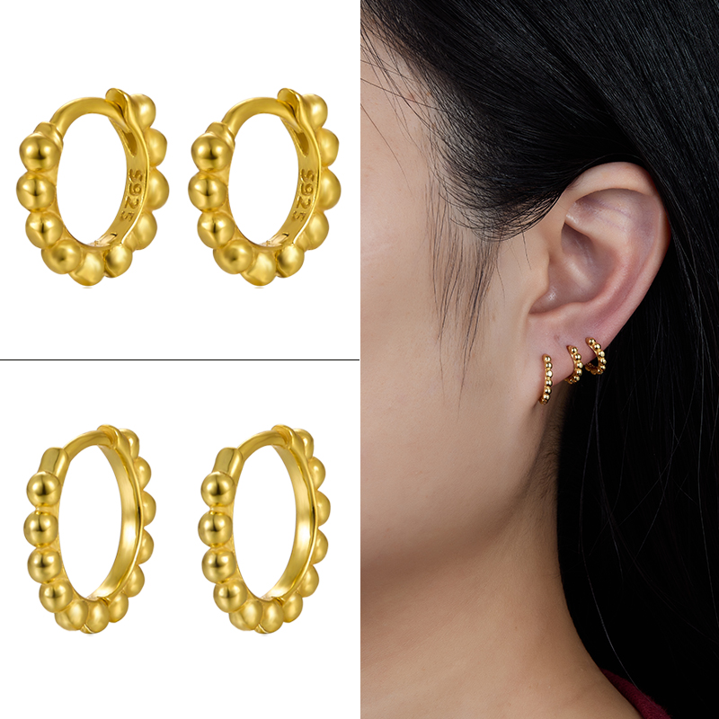 1 Pair Elegant Simple Style Round Plating Sterling Silver 18k Gold Plated White Gold Plated Earrings display picture 8