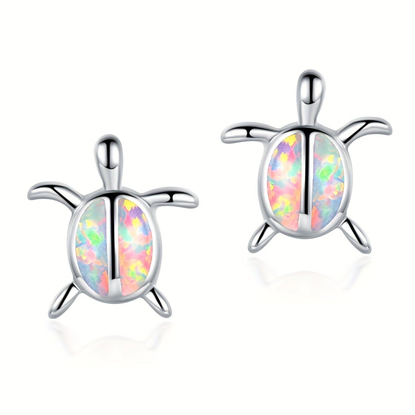 1 Pair Simple Style Tortoise Inlay Copper Opal White Gold Plated Ear Studs display picture 2