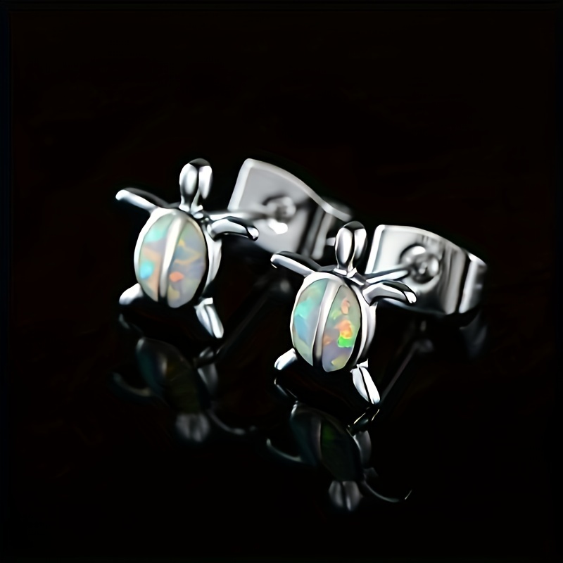 1 Pair Ig Style Cute Korean Style Tortoise Plating Inlay Copper Artificial Gemstones White Gold Plated Ear Studs display picture 5
