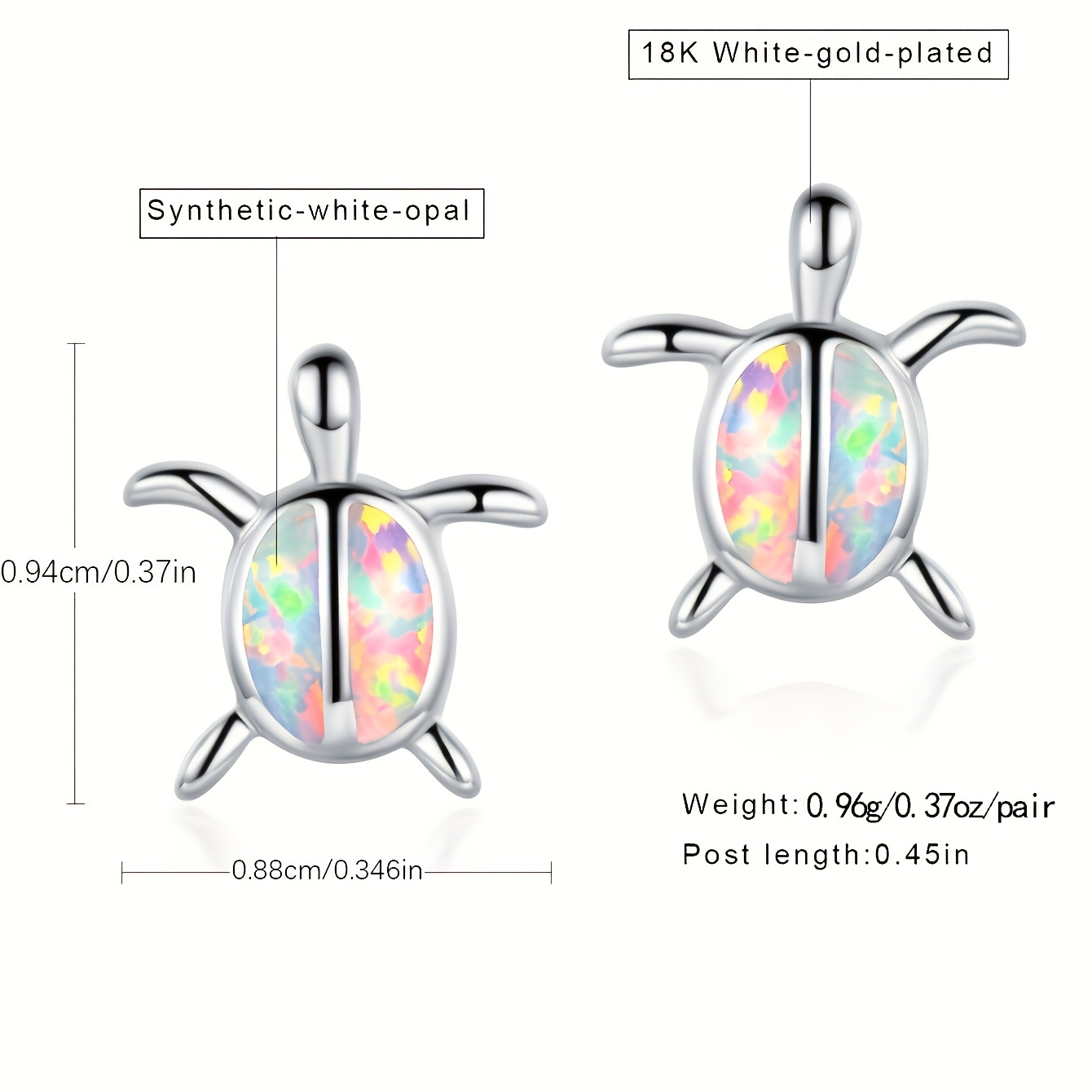 1 Pair Simple Style Tortoise Inlay Copper Opal White Gold Plated Ear Studs display picture 4