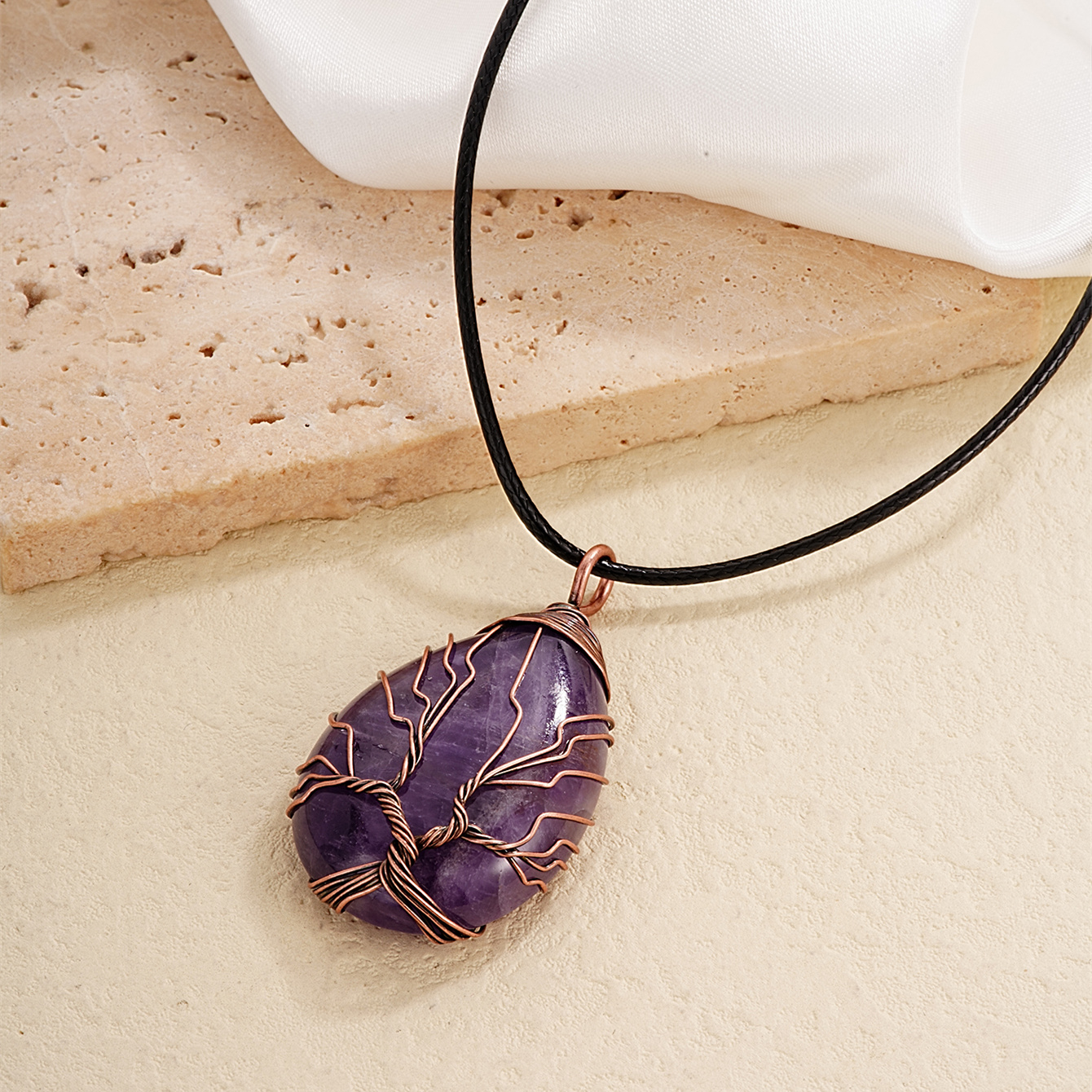 Ig Style Geometric Natural Stone Leather Rope Natural Stone Unisex Pendant Necklace display picture 12