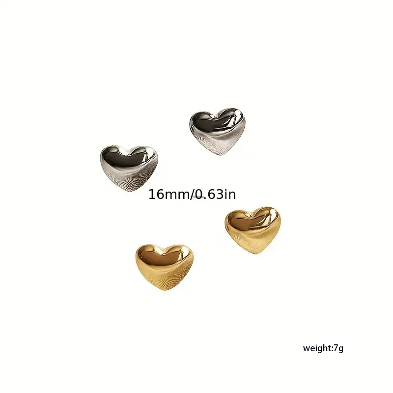 1 Pair Cute Modern Style Classic Style Heart Shape Plating Stainless Steel None Gold Plated Ear Studs display picture 1