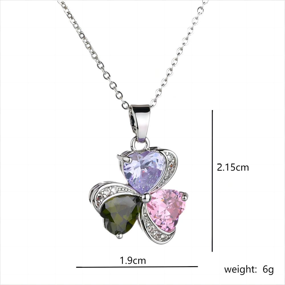 Glam Shamrock Heart Shape Copper Alloy Plating Inlay Artificial Crystal Zircon White Gold Plated Women's Pendant Necklace display picture 8