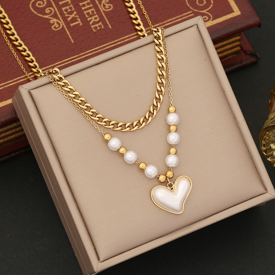 Wholesale Commute Heart Shape 304 Stainless Steel Copper Plating 18K Gold Plated Turquoise Zircon Pendant Necklace display picture 12
