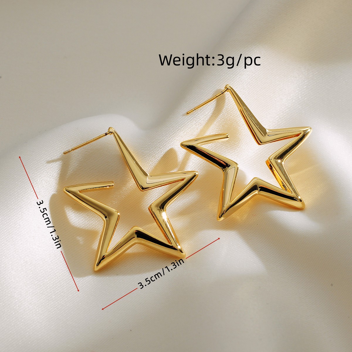 1 Pair Lady Pentagram Plating Copper 18k Gold Plated Ear Studs display picture 5
