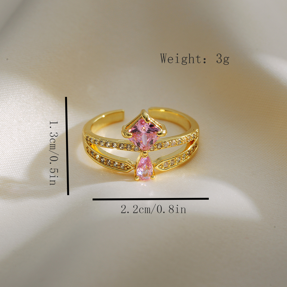 Lady Round Copper Inlay Zircon Open Rings display picture 10
