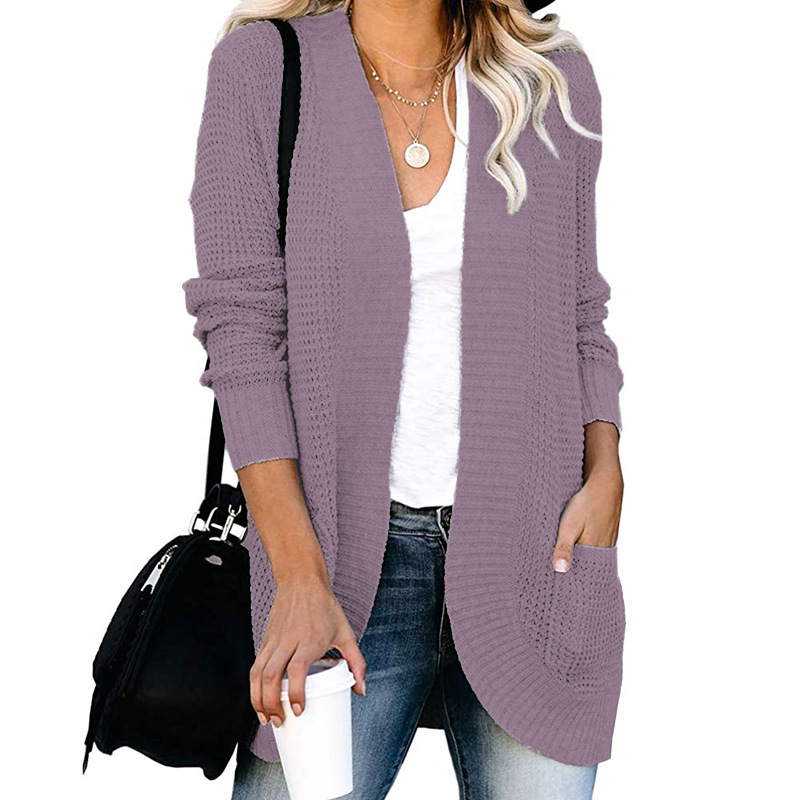 Women's Coat Sweater Long Sleeve Sweaters & Cardigans Elegant Solid Color display picture 22