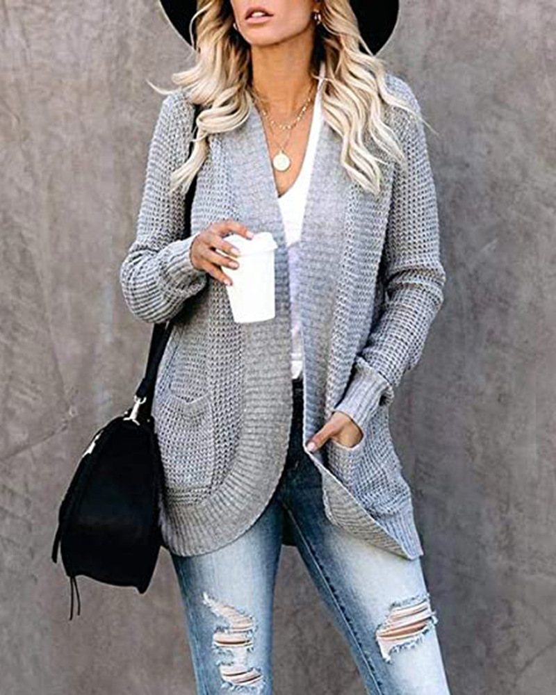 Women's Coat Sweater Long Sleeve Sweaters & Cardigans Elegant Solid Color display picture 32