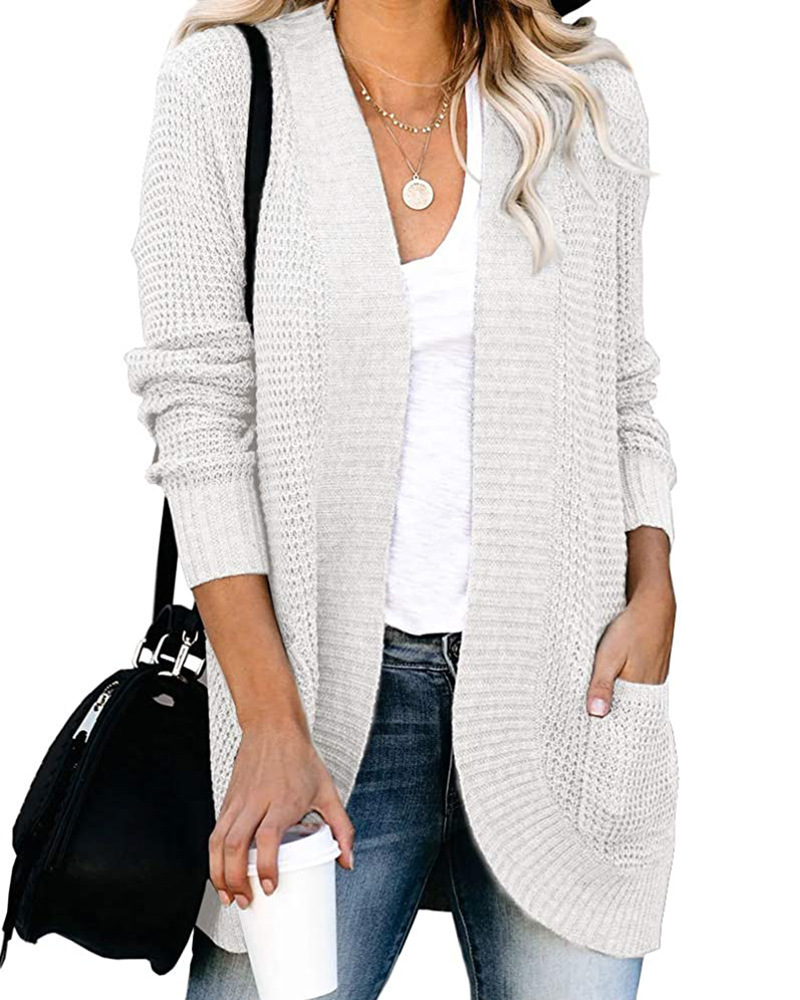 Women's Coat Sweater Long Sleeve Sweaters & Cardigans Elegant Solid Color display picture 34
