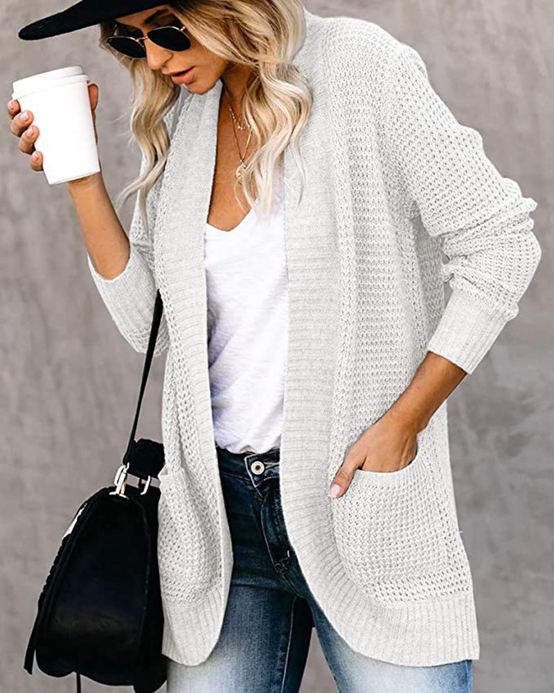 Women's Coat Sweater Long Sleeve Sweaters & Cardigans Elegant Solid Color display picture 35