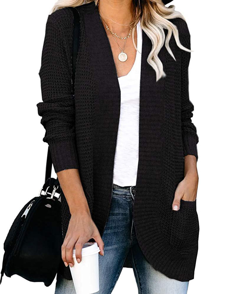 Women's Coat Sweater Long Sleeve Sweaters & Cardigans Elegant Solid Color display picture 37