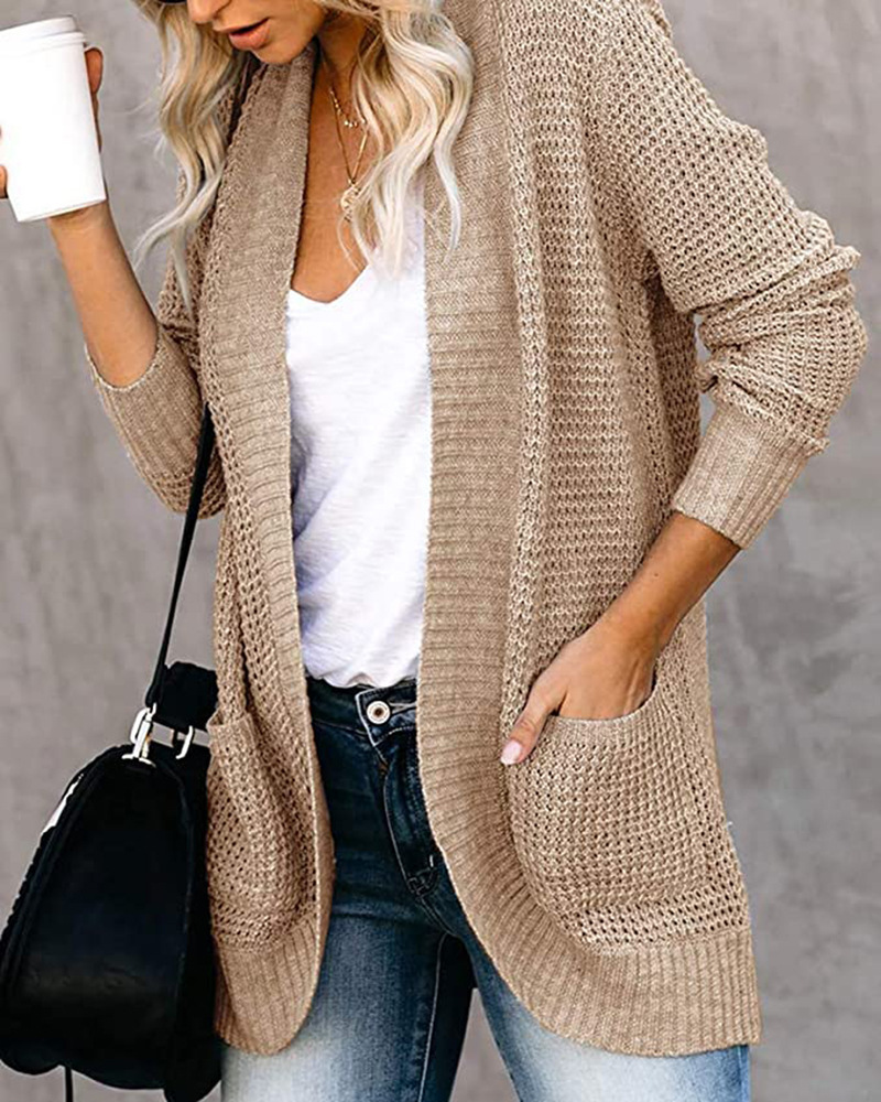 Women's Coat Sweater Long Sleeve Sweaters & Cardigans Elegant Solid Color display picture 43