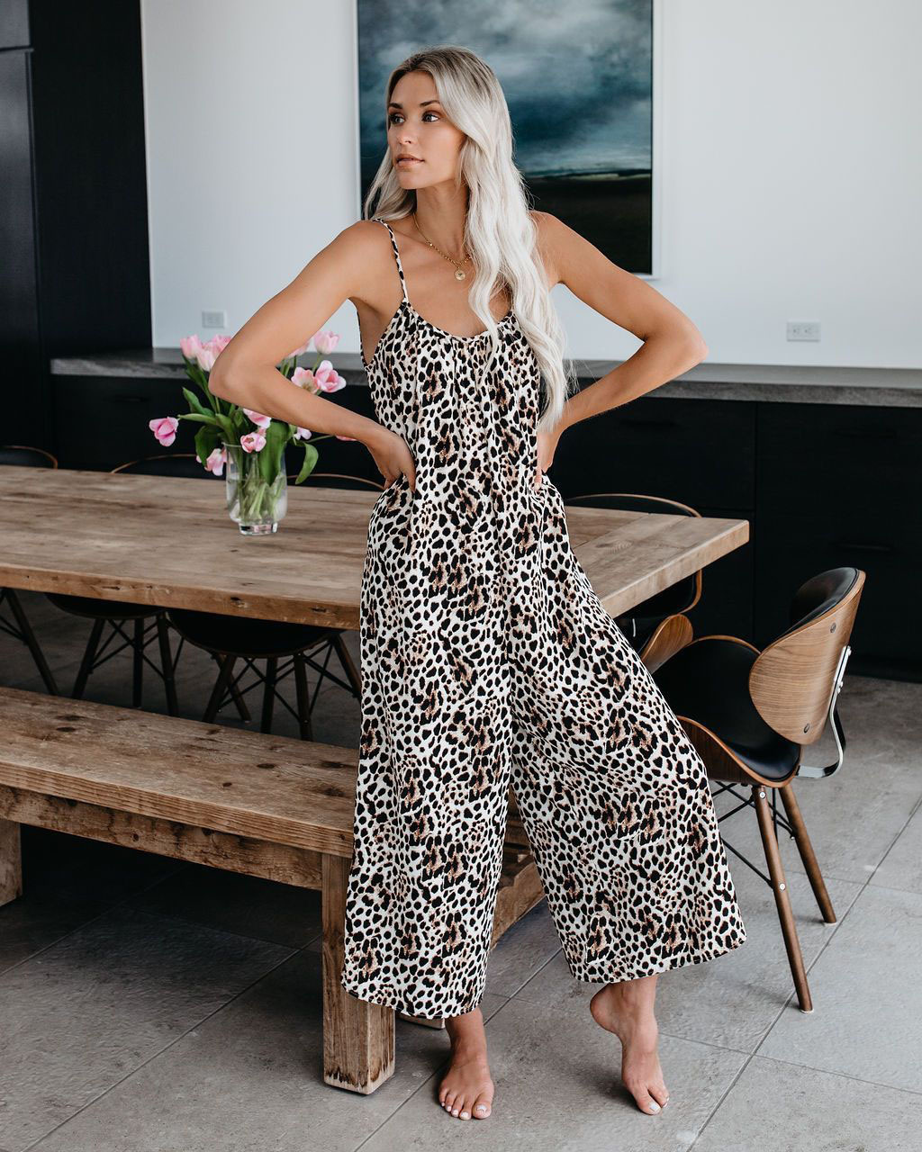 Women's Daily Street Classic Style Streetwear Color Block Leopard Full Length Jumpsuits display picture 26