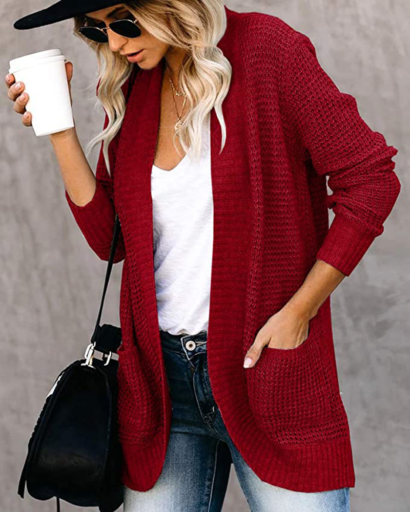 Women's Coat Sweater Long Sleeve Sweaters & Cardigans Elegant Solid Color display picture 46