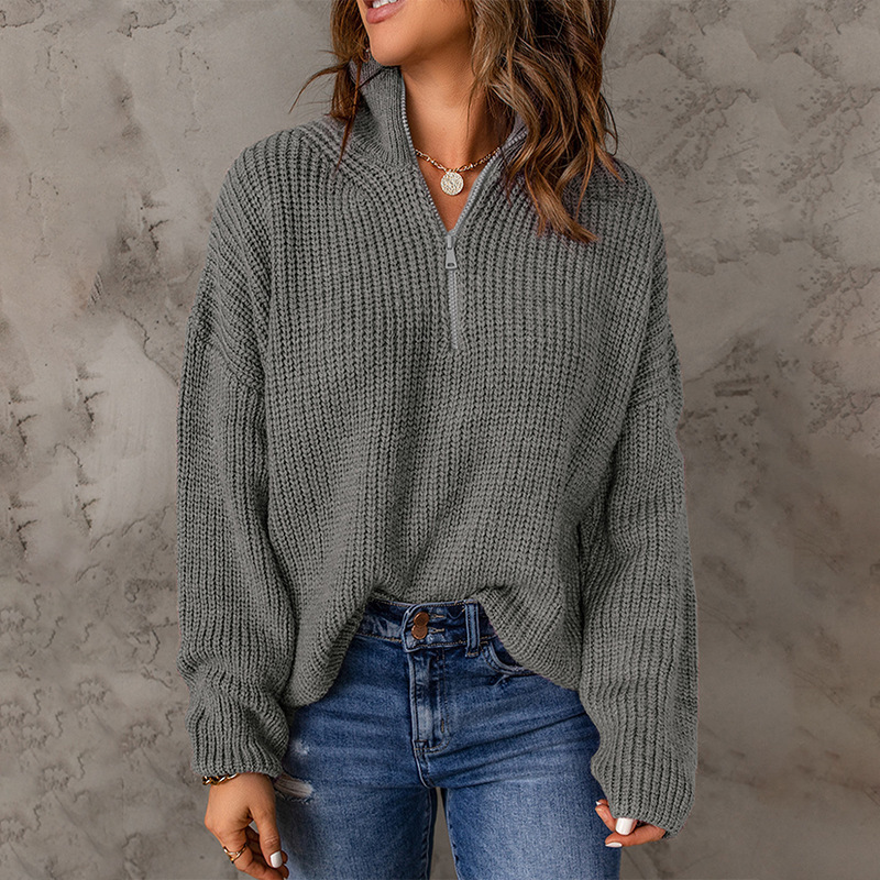 Women's Sweater Long Sleeve Sweaters & Cardigans Zipper Elegant British Style Solid Color display picture 30