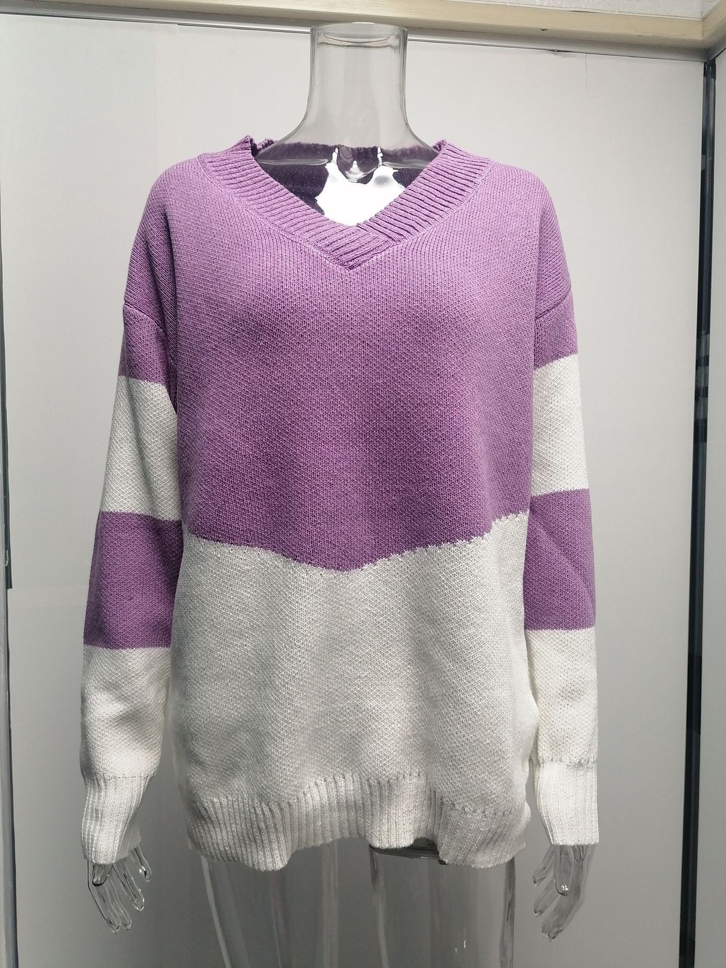 Women's Sweater Long Sleeve Sweaters & Cardigans Streetwear Color Block Stripe display picture 10