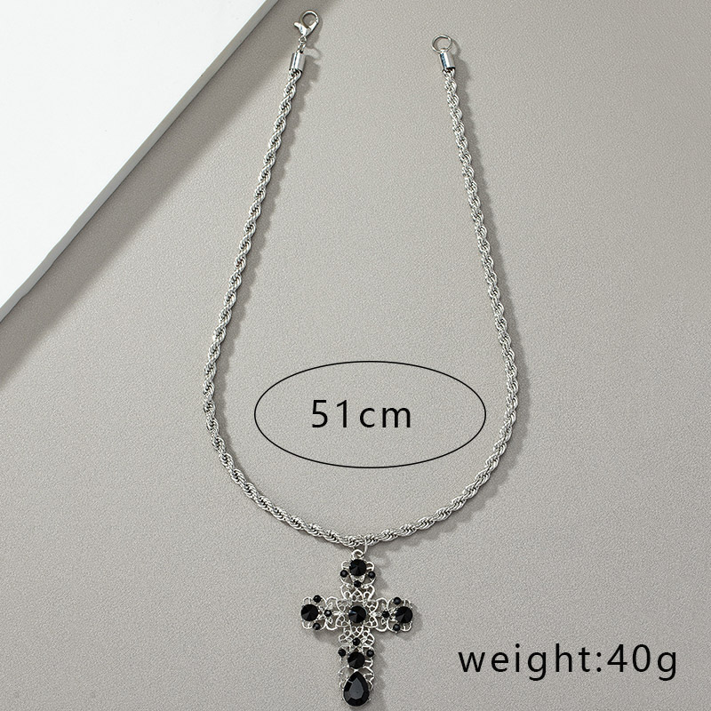 Hip-hop Punk Cross Alloy Plating Inlay Artificial Gemstones Men's Pendant Necklace display picture 6