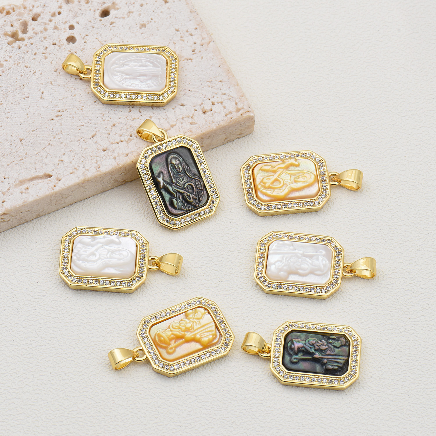 Basic Square Copper Plating Inlay Zircon 18k Gold Plated Charms display picture 1