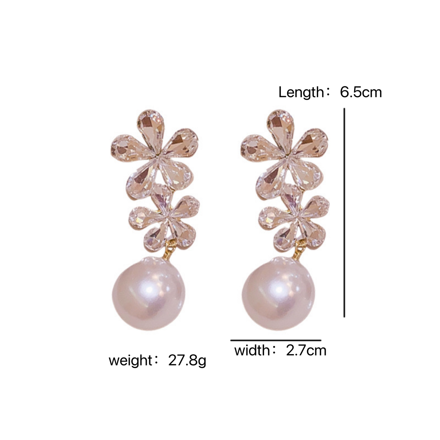 1 Pair Sweet Flower Inlay Alloy Artificial Pearls Rhinestones Drop Earrings display picture 1