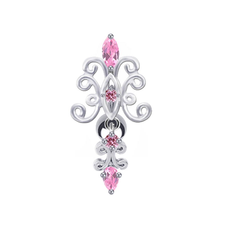 1 Piece Belly Rings Elegant Luxurious Classic Style Heart Shape Wings Butterfly 316 Stainless Steel  Alloy Epoxy Plating Inlay Rhinestones Glass White Gold Plated display picture 2