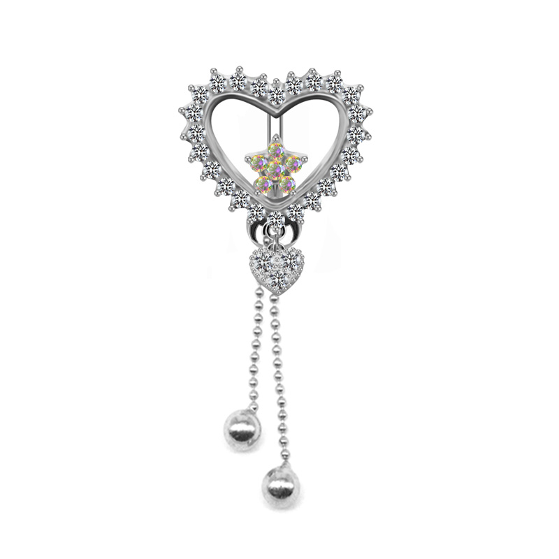 1 Piece Belly Rings Elegant Luxurious Classic Style Heart Shape Wings Butterfly 316 Stainless Steel  Alloy Epoxy Plating Inlay Rhinestones Glass White Gold Plated display picture 1