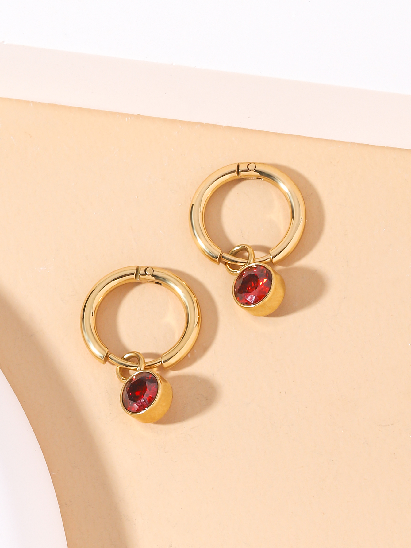 1 Pair Classic Style Round Plating Inlay 304 Stainless Steel Zircon 14K Gold Plated Drop Earrings display picture 5