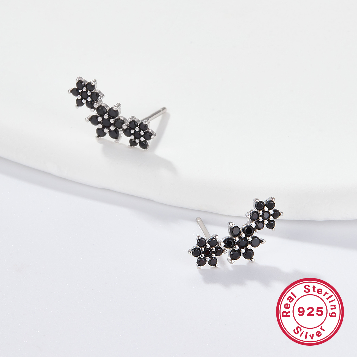 1 Pair Sweet Flower Plating Inlay Sterling Silver Zircon 18k Gold Plated White Gold Plated Ear Studs display picture 6