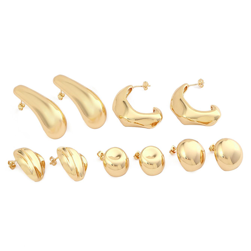 1 Pair Simple Style Commute Geometric Polishing Plating Copper 18k Gold Plated White Gold Plated Ear Studs display picture 2