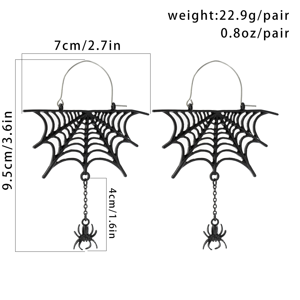 1 Pair Gothic Exaggerated Spider Spider Web Hollow Out Alloy Drop Earrings display picture 1