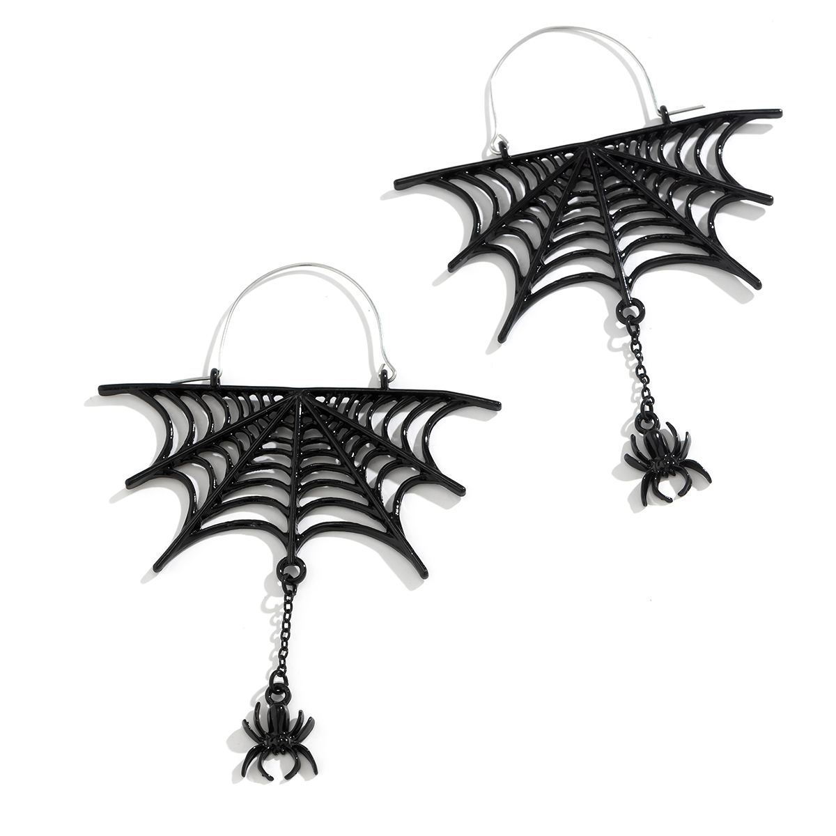 1 Pair Gothic Exaggerated Spider Spider Web Hollow Out Alloy Drop Earrings display picture 4