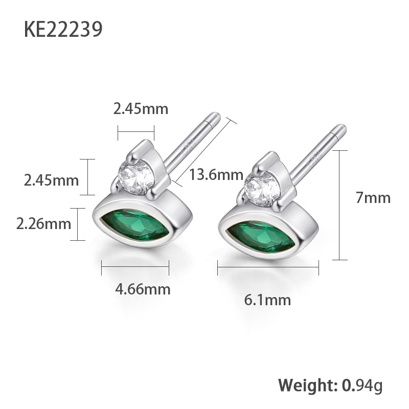 1 Pair Simple Style Eye Plating Inlay Sterling Silver Zircon 18k Gold Plated White Gold Plated Ear Studs display picture 1