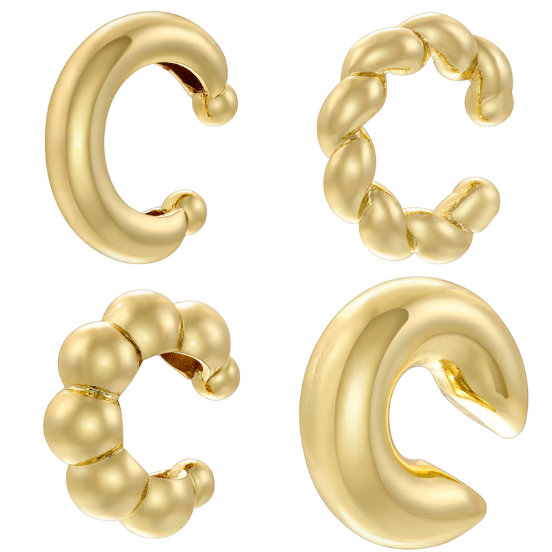 1 Pair Casual Vintage Style Simple Style C Shape Plating Copper 18k Gold Plated Earrings display picture 10