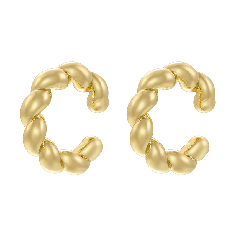 1 Pair Casual Vintage Style Simple Style C Shape Plating Copper 18k Gold Plated Earrings display picture 6