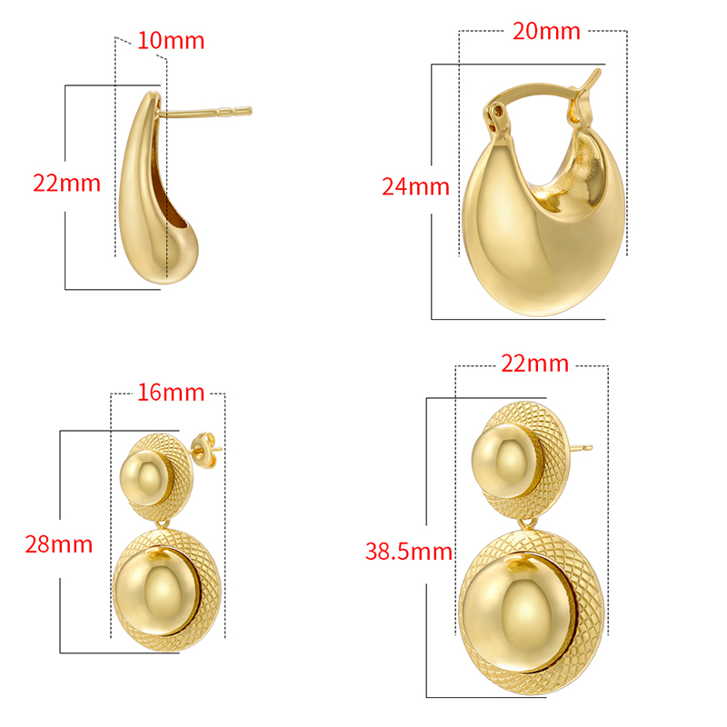 1 Pair Casual Vintage Style Simple Style Water Droplets Plating Copper 18k Gold Plated Drop Earrings display picture 10